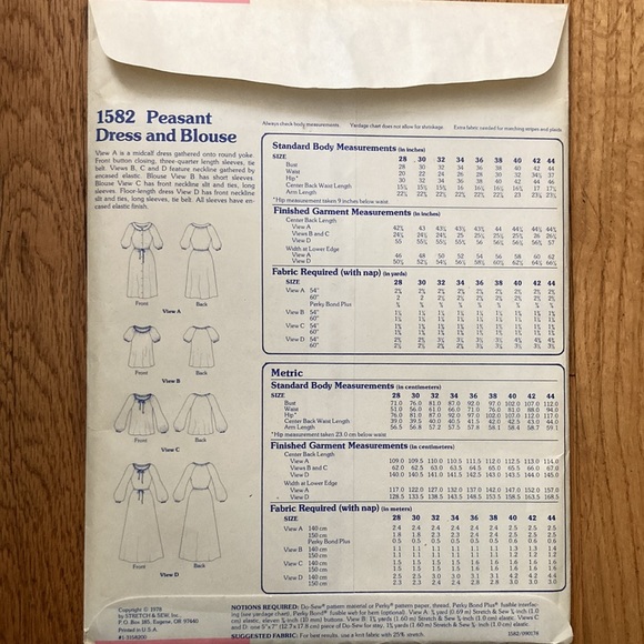 VTG Peasant Blouse & Skirt Sewing Pattern - Picture 3 of 5